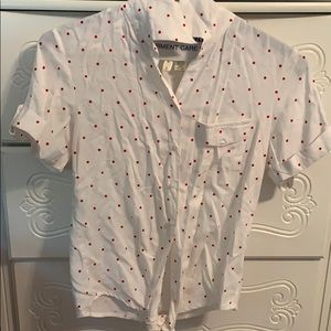 White shirt sleeve button up shirt